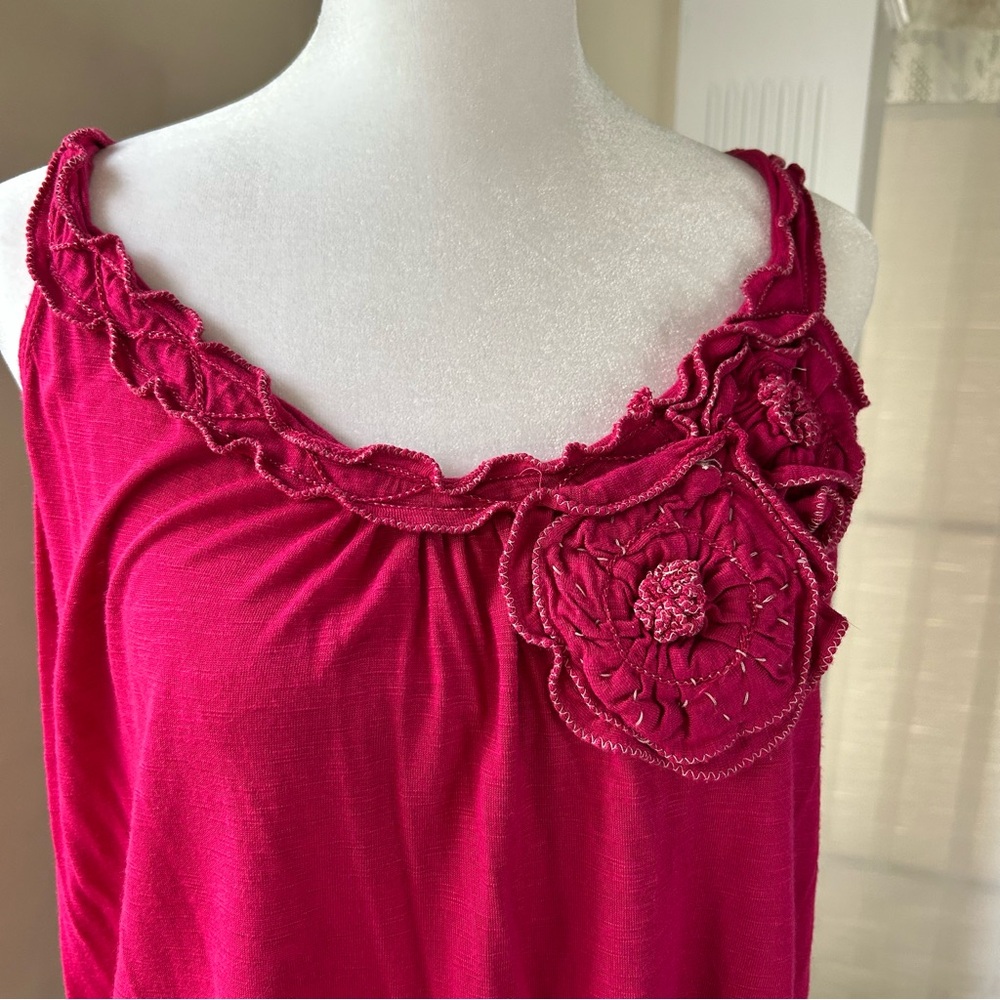 Studio M Embellished Pink Ruffled Tank Top - Picture 2 of 12